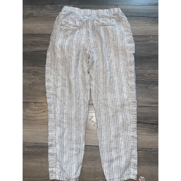 Anthropologie Women’s Striped Linen Pull-On Crop Pants size XS Tapered Lagenlook - Picture 4 of 7
